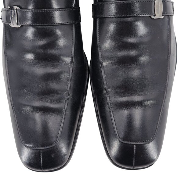 Salvatore Ferragamo Italy Dress Shoes Men's 11D Black Leather Apron-toe Loafers - Picture 2 of 11